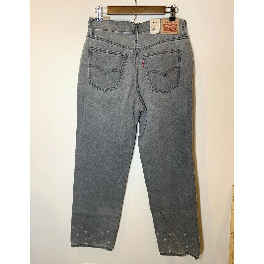 NEW Levis Jeans Womens 29 Gray Lo Pro Straight Leg Mid Rise 100% Cotton Splatter